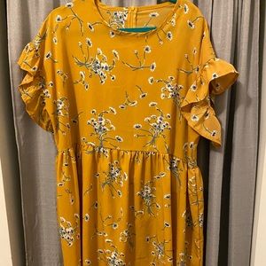 Light weight plus size yellow summer dress